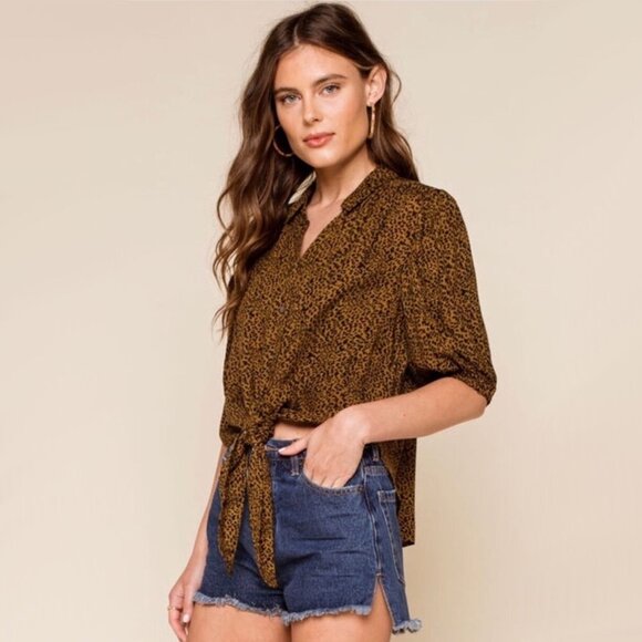 Free People Leopard Print Blouse - Picture 6 of 16